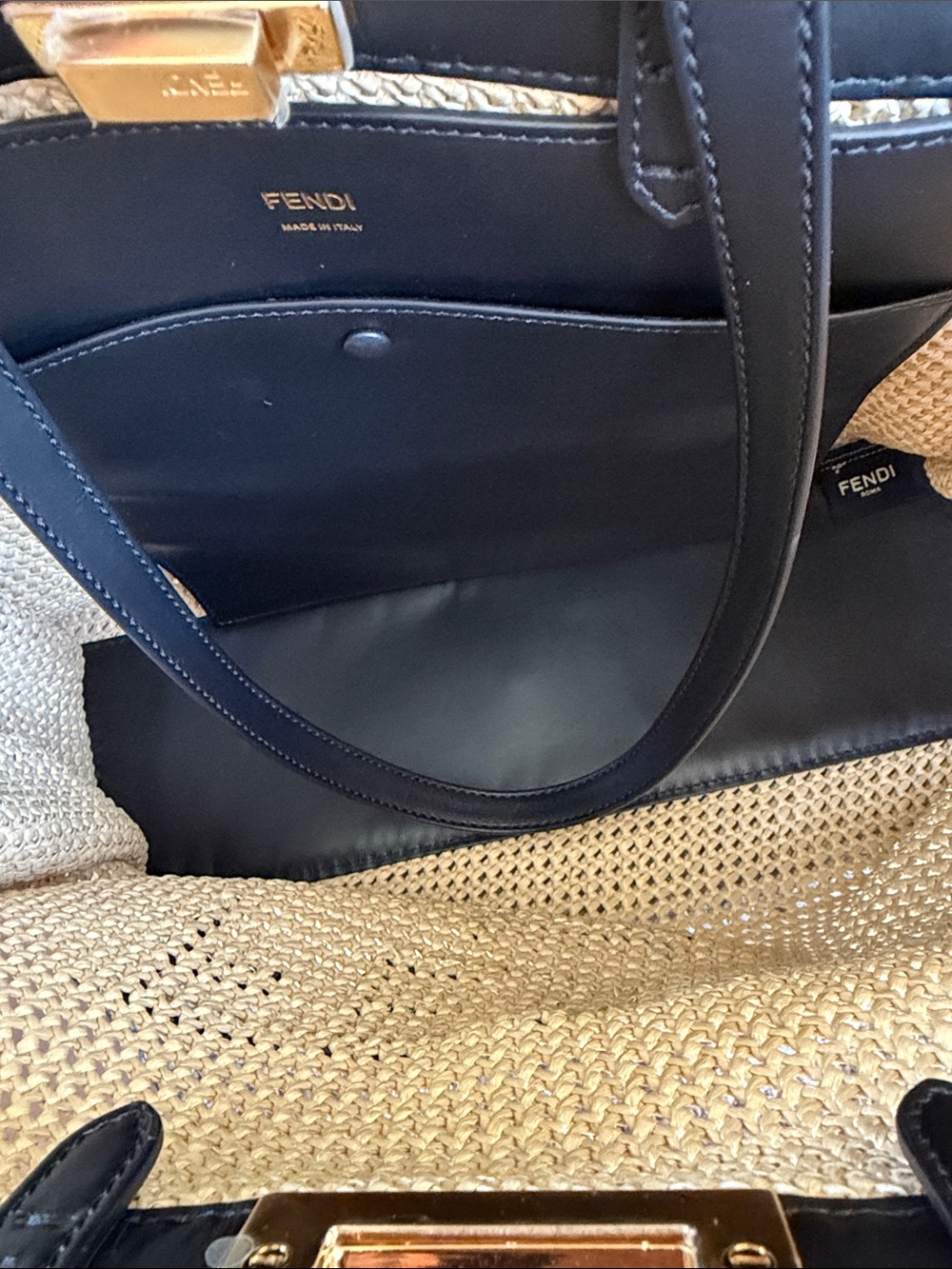 Fendi Peekaboo X-Tote - Beige Raffia - Medium - Picture 7 of 8